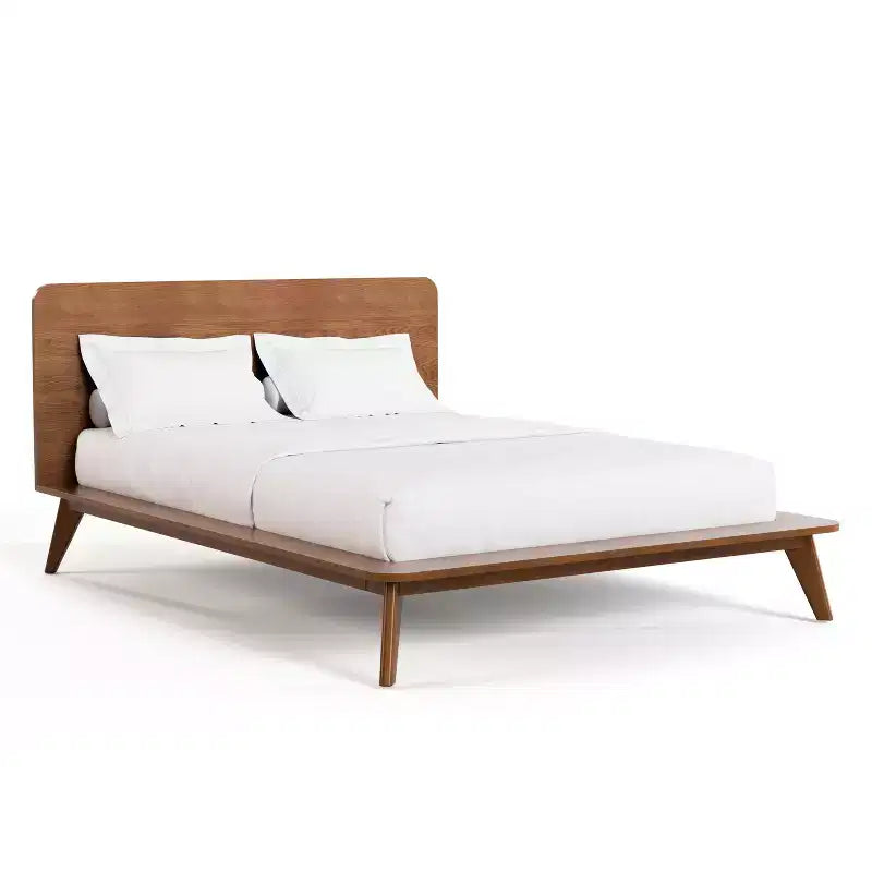 HOMES: Inside + Out Set Camera da Letto Riverstone Mid-Century in Legno a Piattaforma 3 Pezzi con 2 Comodini Noce