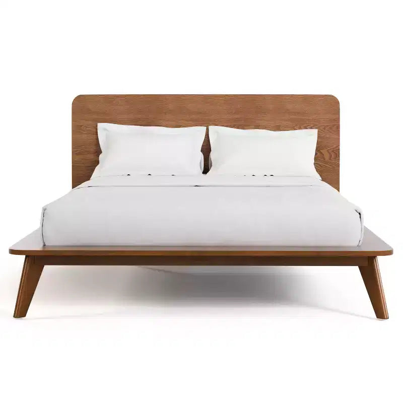 HOMES: Inside + Out Set Camera da Letto Riverstone Mid-Century in Legno a Piattaforma 3 Pezzi con 2 Comodini Noce