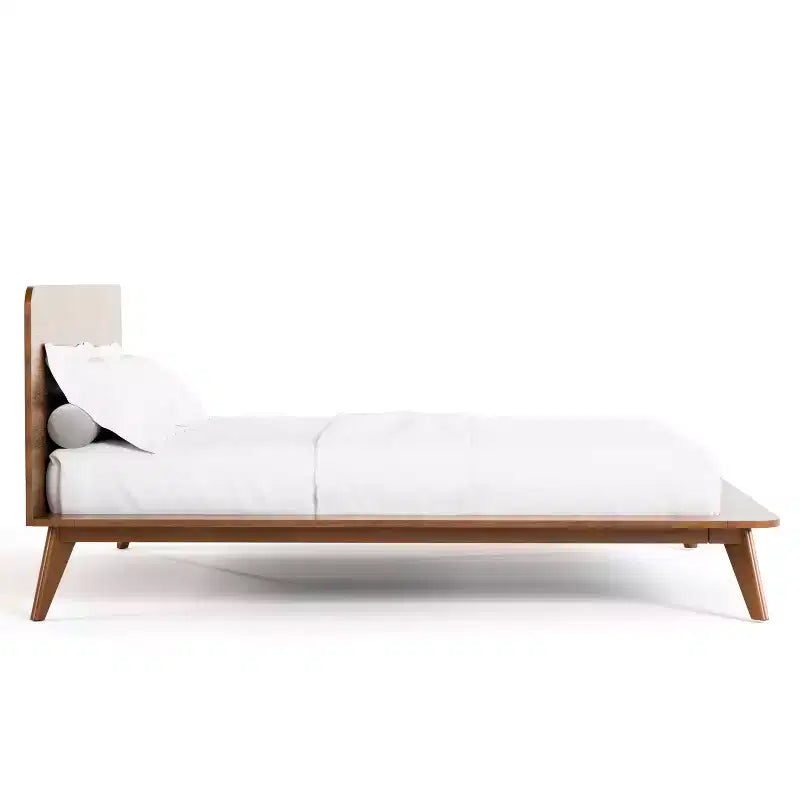 HOMES: Inside + Out Set Camera da Letto Riverstone Mid-Century in Legno a Piattaforma 3 Pezzi con 2 Comodini Noce