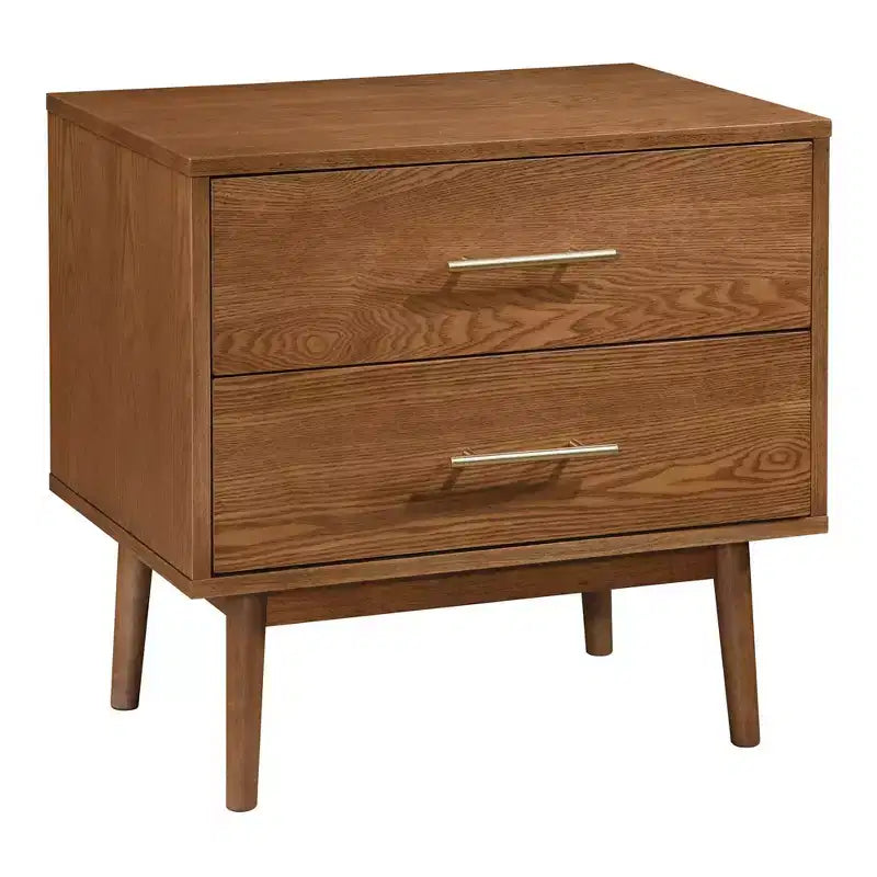 HOMES: Inside + Out Set Camera da Letto Riverstone Mid-Century in Legno a Piattaforma 3 Pezzi con 2 Comodini Noce