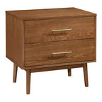 HOMES: Inside + Out Set Camera da Letto Riverstone Mid-Century in Legno a Piattaforma 3 Pezzi con 2 Comodini Noce