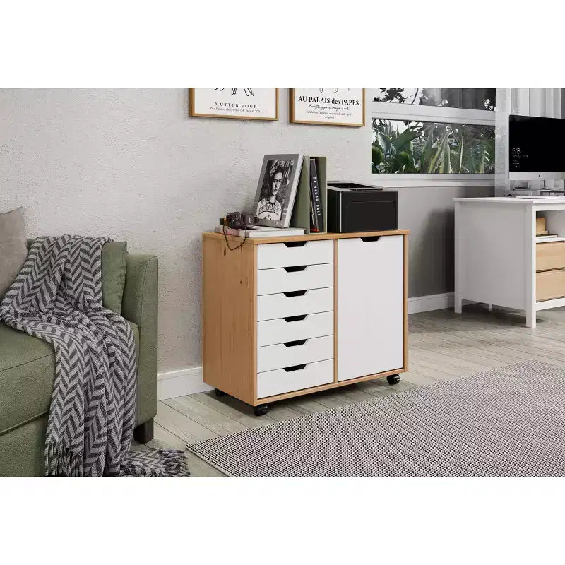 Carrello rotante Trendfurn Omnia a 1 anta e 6 cassetti