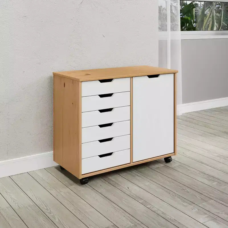 Carrello rotante Trendfurn Omnia a 1 anta e 6 cassetti