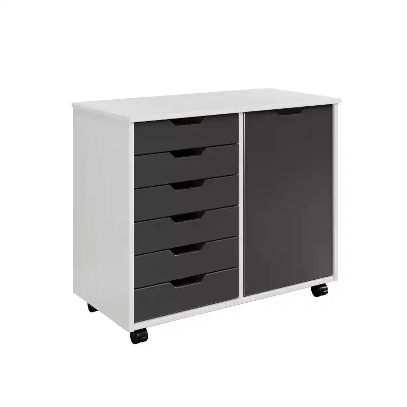 Carrello rotante Trendfurn Omnia a 1 anta e 6 cassetti