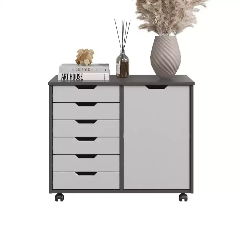 Carrello rotante Trendfurn Omnia a 1 anta e 6 cassetti
