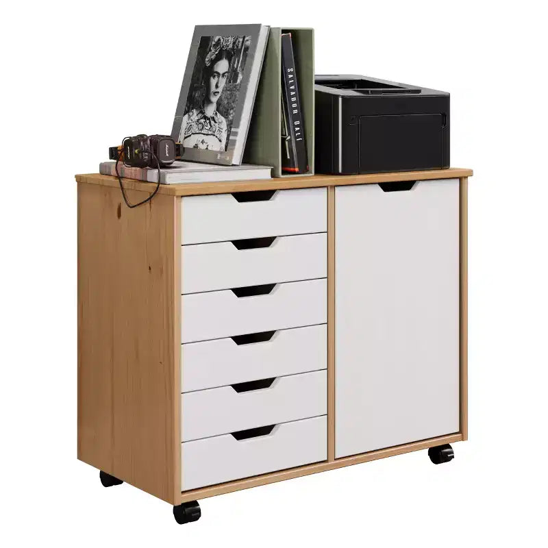 Carrello rotante Trendfurn Omnia a 1 anta e 6 cassetti
