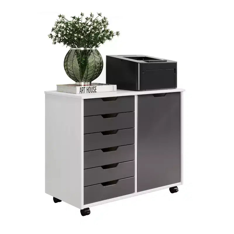 Carrello rotante Trendfurn Omnia a 1 anta e 6 cassetti