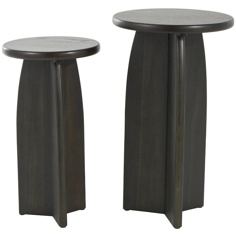 Tavolino con base in legno - set due pezzi, nero o marrone -