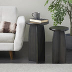Tavolino con base in legno - set due pezzi, nero o marrone -
