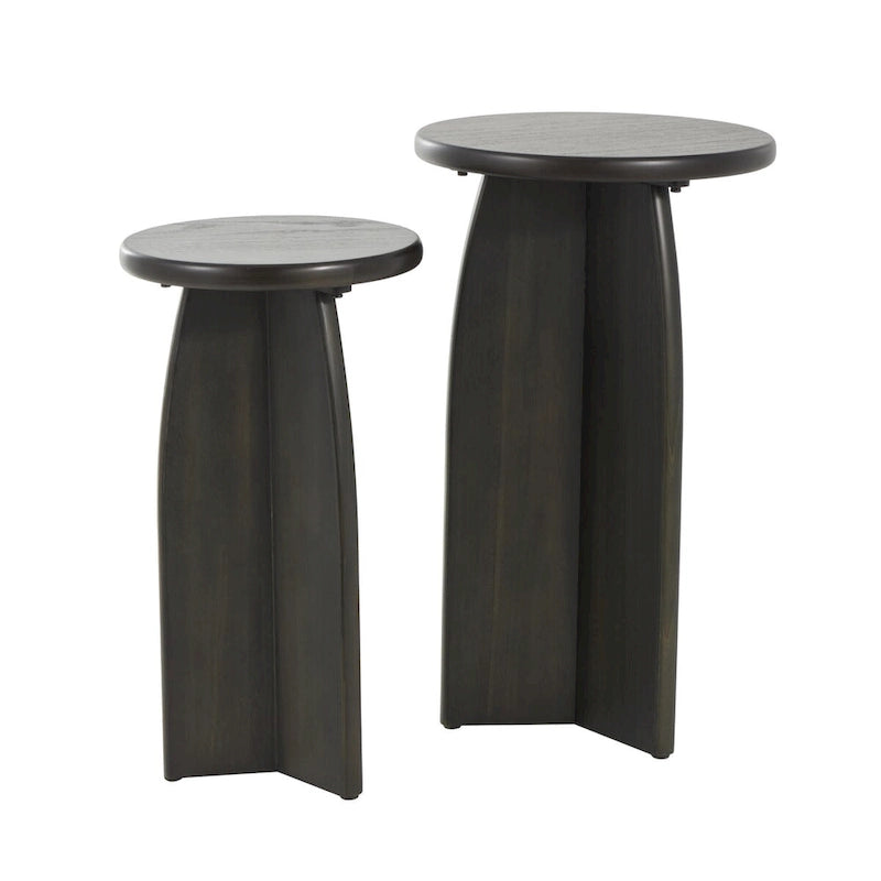 Tavolino con base in legno - set due pezzi, nero o marrone -