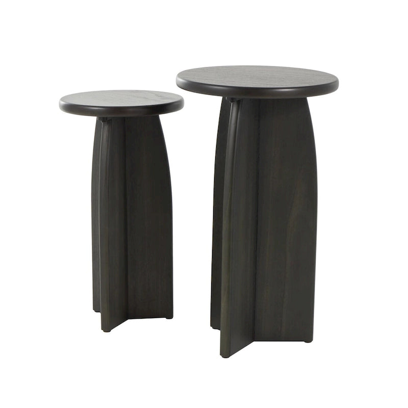Tavolino con base in legno - set due pezzi, nero o marrone -