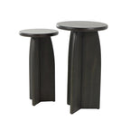Tavolino con base in legno - set due pezzi, nero o marrone -