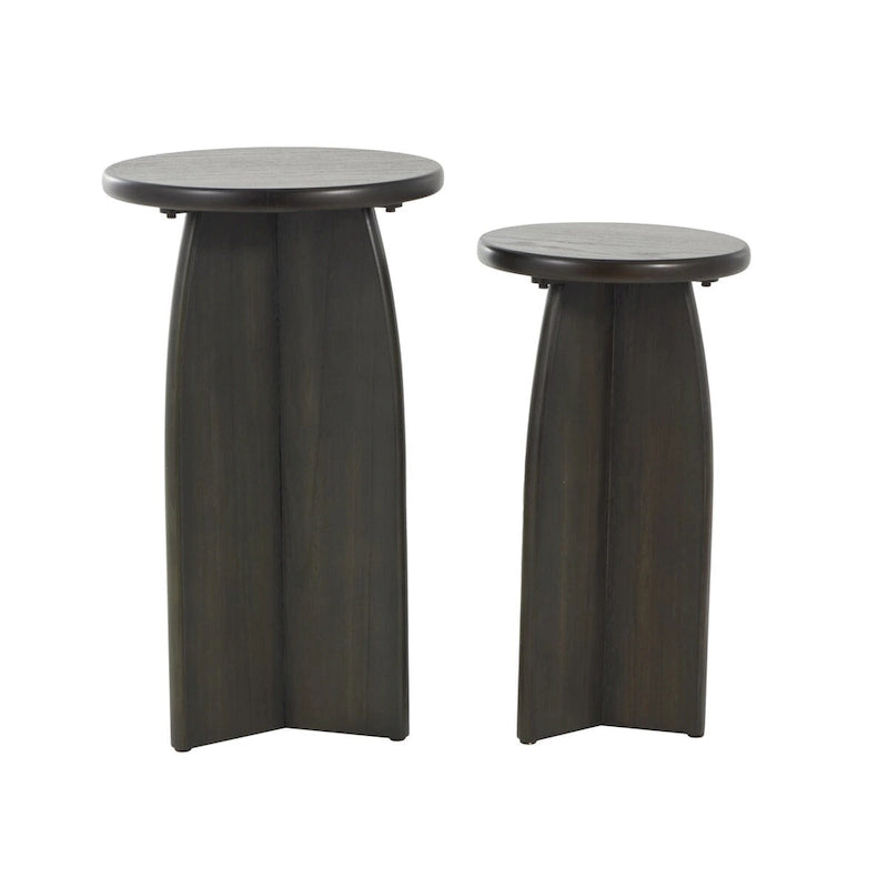 Tavolino con base in legno - set due pezzi, nero o marrone -