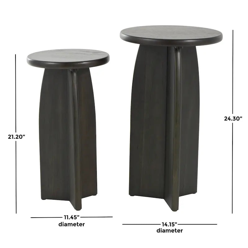 Tavolino con base in legno - set due pezzi, nero o marrone -