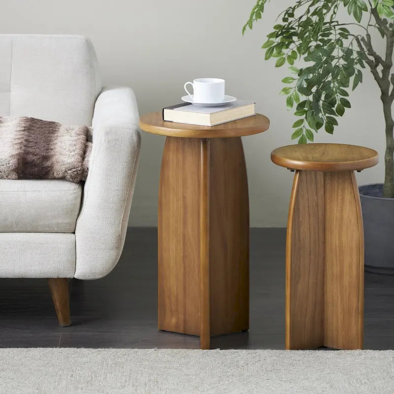 Tavolino con base in legno - set due pezzi, nero o marrone -