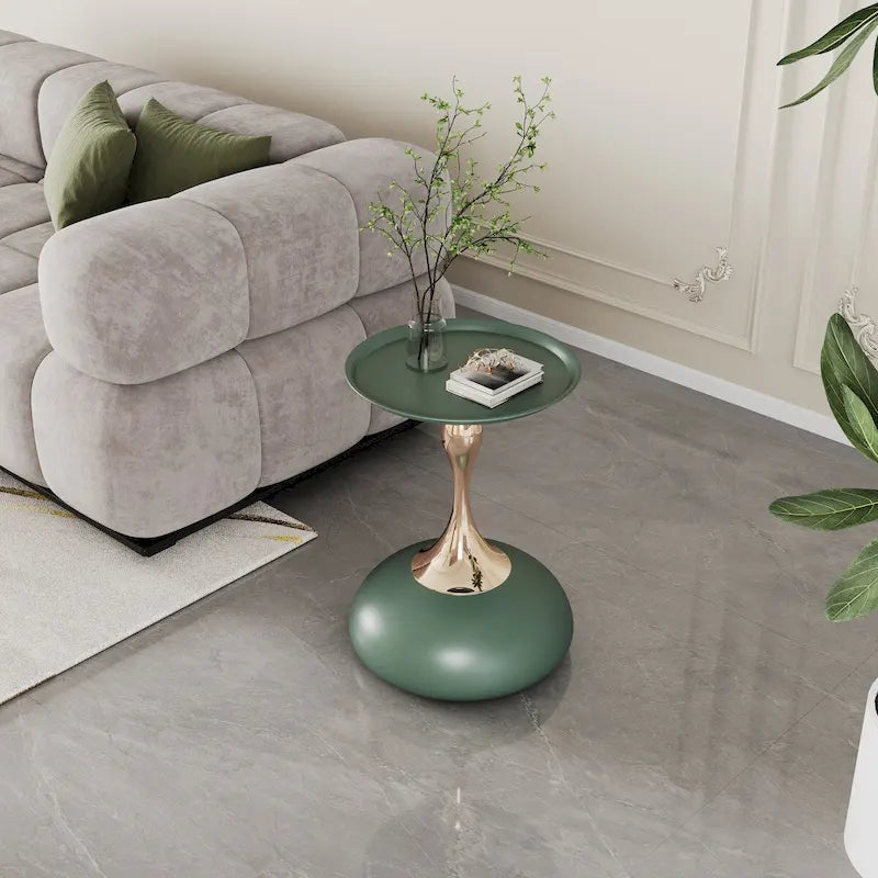 Tavolino di design di lusso in ferro, tavolino rotondo minimalista salvaspazio