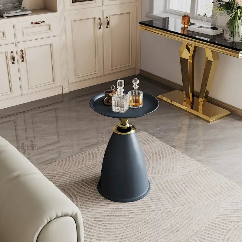 Tavolino di design di lusso in ferro, tavolino rotondo minimalista salvaspazio