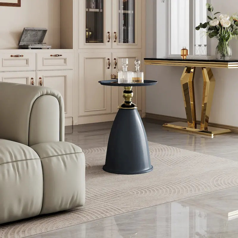 Tavolino di design di lusso in ferro, tavolino rotondo minimalista salvaspazio